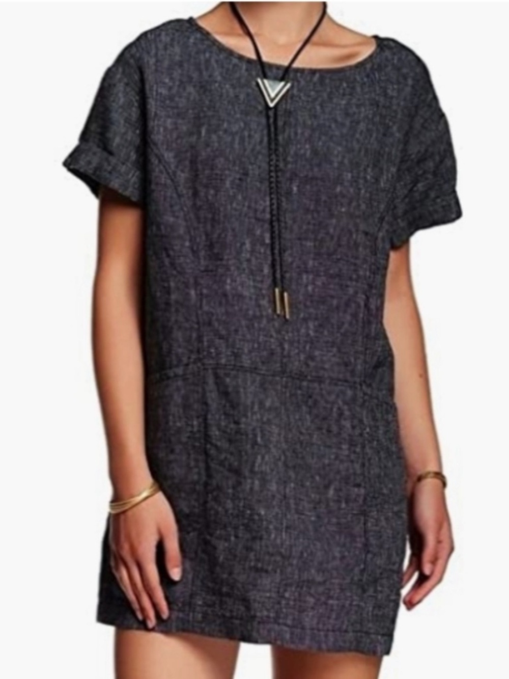 Free People Endless Shore 100% Linen Shift Dress Pockets Relaxed Boho Size Small